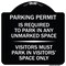 Signmission Parking Permit Is Required to Park in ANY Unmarked Space Visitors Must Park in Visito, BW-1818-23400 A-DES-BW-1818-23400 - alternate 1